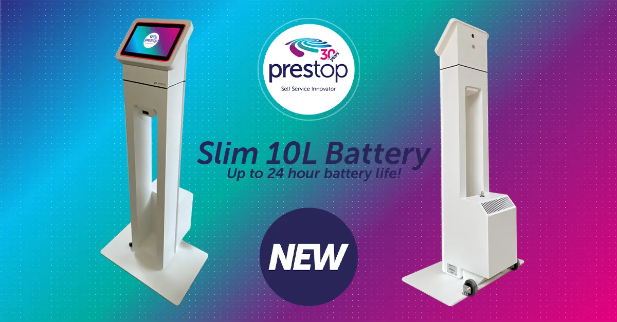 New: Slim registration kiosk with battery for efficient visitor management
