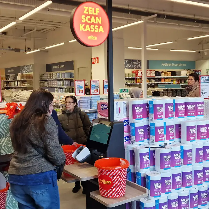 Valk solutions and Prestop self-checkout Wibra