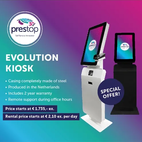 Promotional kiosks action Prestop Evolution kiosk