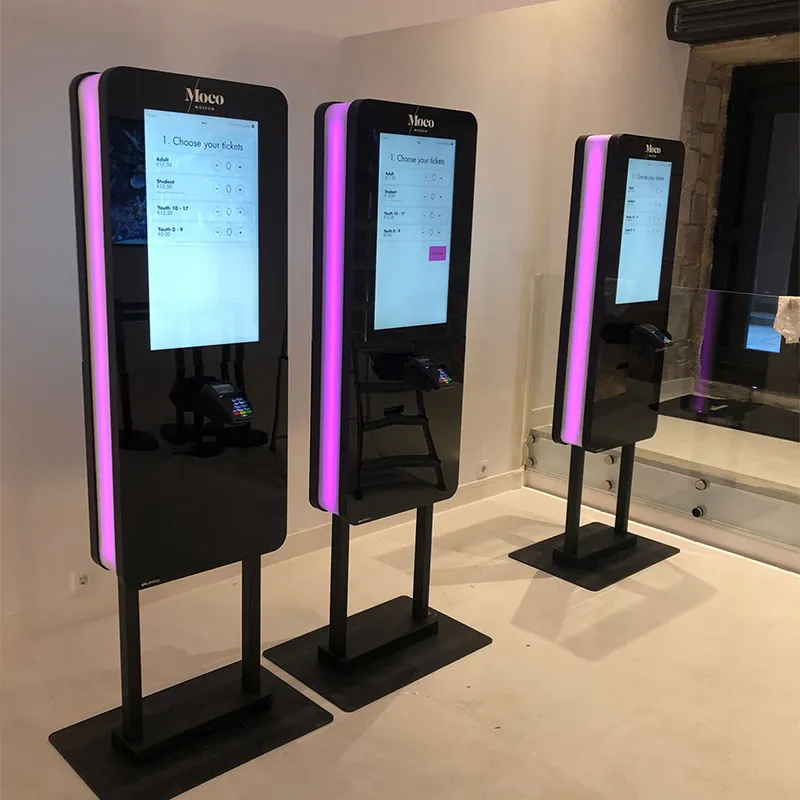 single-sided ticket ordering kiosks