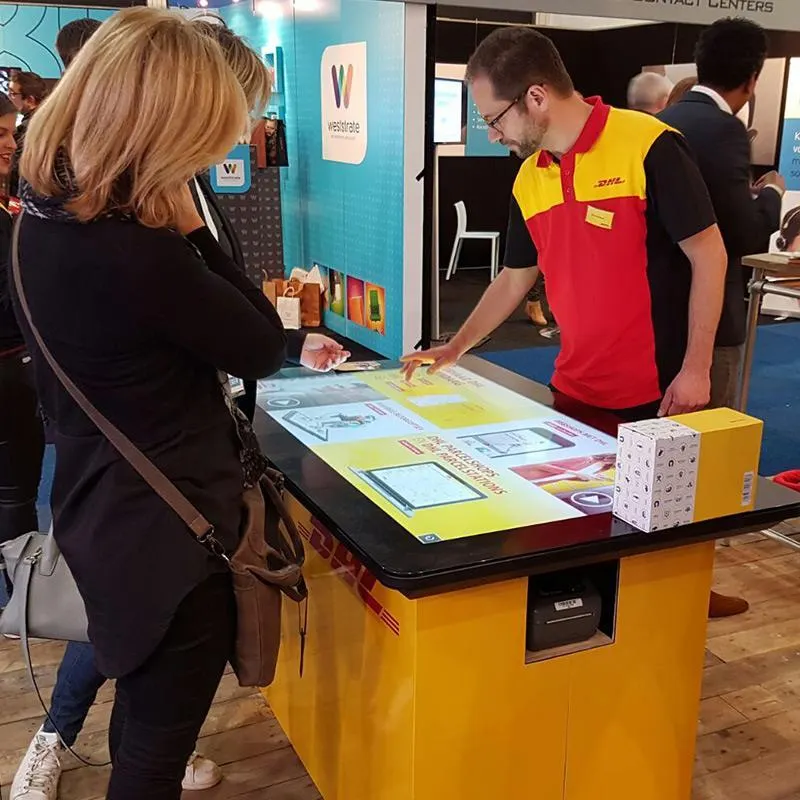 DHL postal company rent a Prestop touch table