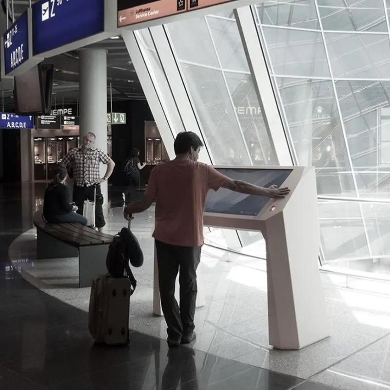 Frankfurt Airport wayfinding kiosks - Prestop touchscreen tables case