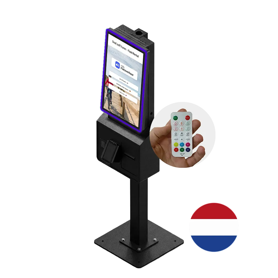 Freestanding self-service kiosk for bike bookings and payments