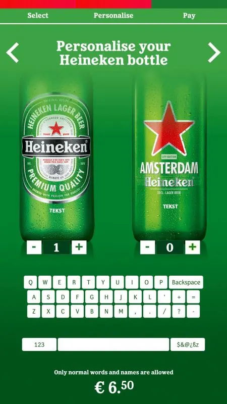 Prestop bottle your own heineken experience screenshot omnivision software