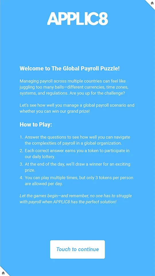 Applic8 quiz game for touchscreen with Omnitapps at trade show
