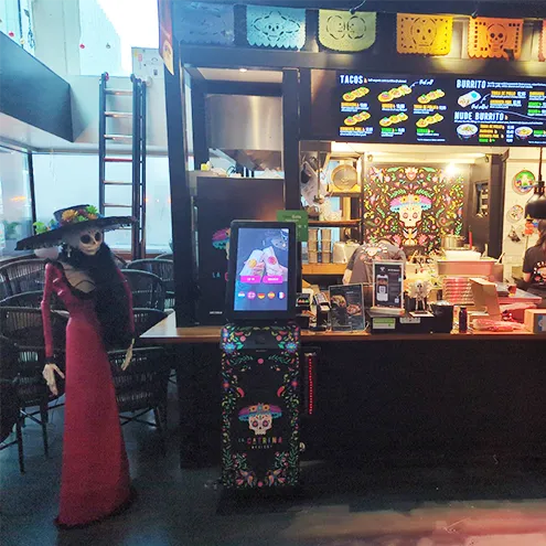Beautiful personalized Evolution kiosk and LED desk kiosk at La Catrina
