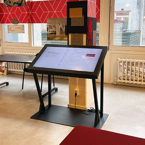 Floor plans on designer information kiosk for the University of Amsterdam