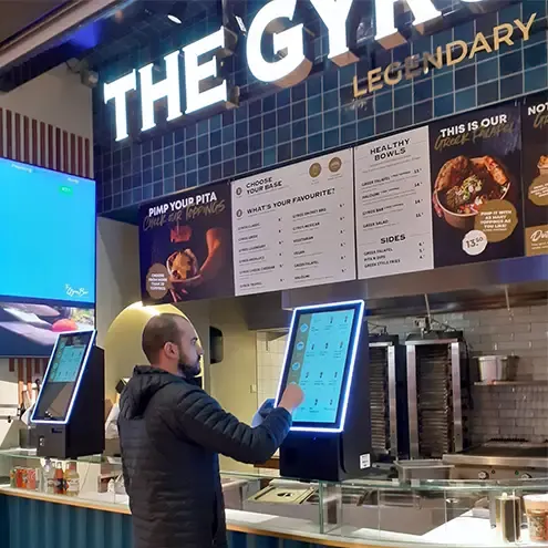 Counter order kiosks help busy The Gyros Bar in Utrecht 