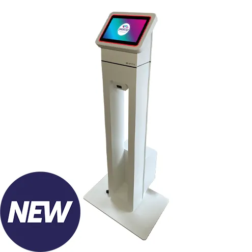 New: Slim registration kiosk with battery for efficient visitor management