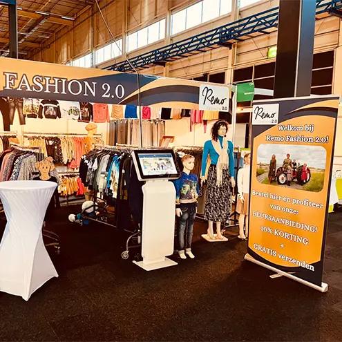 Remo Fashion holds trade show action with rented Prestop kiosk