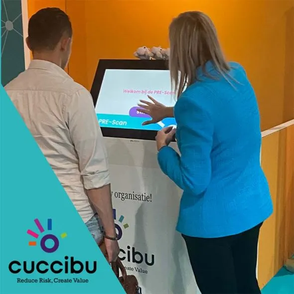 Survey kiosk at trade fair for Cuccibu