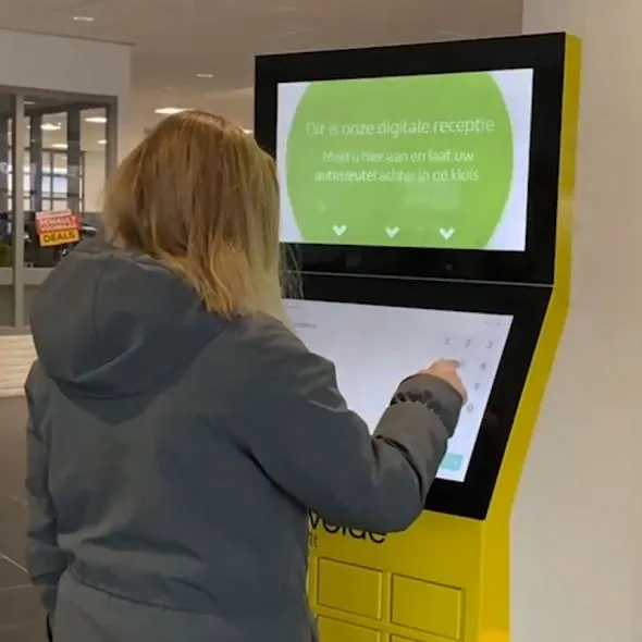 Express check-in kiosk with key locker for car dealership