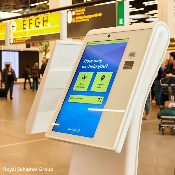 Prestop listed as Schiphol's partner, with nice brochure of our self-service unit