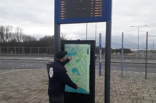 Outdoor kiosk shows the way for travelers