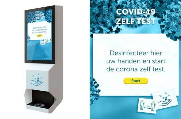 Corona question-test and disinfection dispenser kiosk