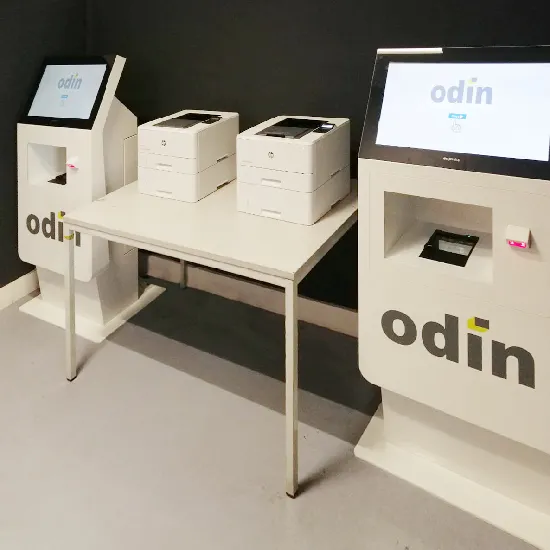 Registration kiosks for logistics center