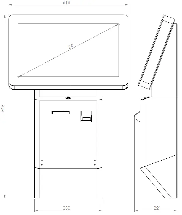 Kiosk Evolution 24" L Desk & Wall 